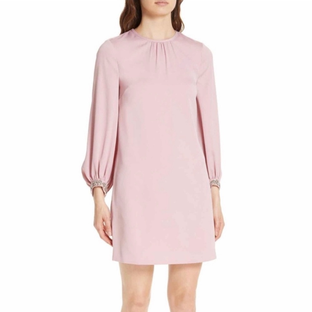 NWT TED BAKER Joele Embellished Cuff Pink Shift Mini Dress Medium